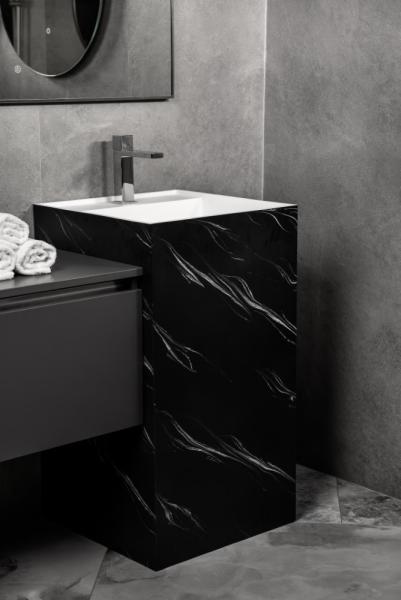 Раковина напольная Boheme Cube Corian 480*480*850 Nero Marquina 802-NM