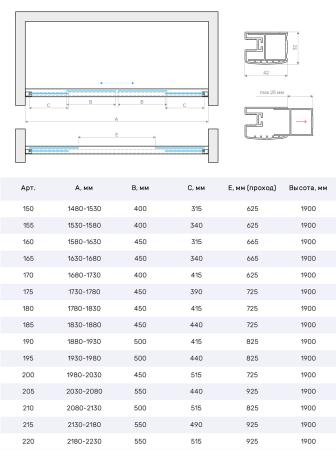 Душевая дверь Vegas-glass Z2P Protec h1900 200 07 01, профиль матовый хром, стекло прозрачное