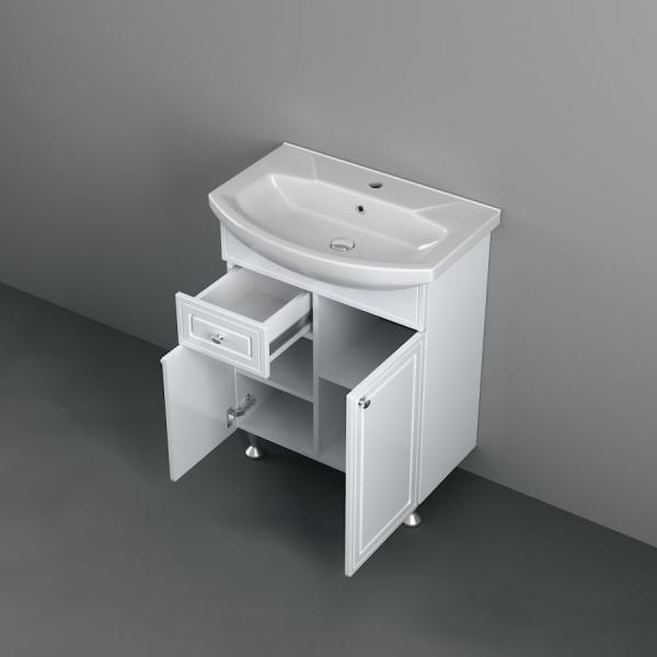 Тумба с раковиной напольная RedBlu by Damixa Palace One M41-FSX0653WG-WCC065 белый глянцевый