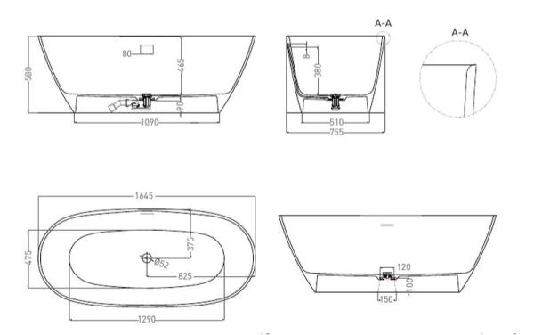 Ванна Salini SOFIA 165x75 S-Sense покраска RAL глянцевая 102511GF