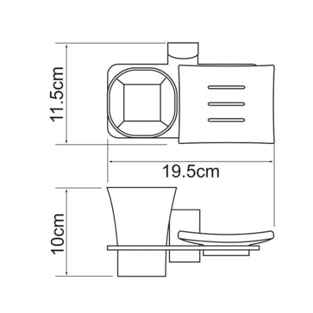 Стакан для зубных щеток WasserKraft Leine K-5026 с мыльницей хром