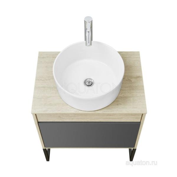 Тумба под раковину AQUATON Лофт Урбан 65 серый графит, дуб орегон 1A254001LQX60