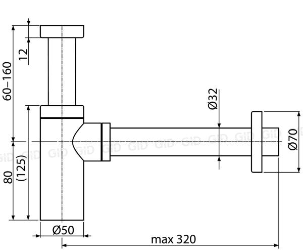 Сифон для раковины Gid G-74BL черный матовый