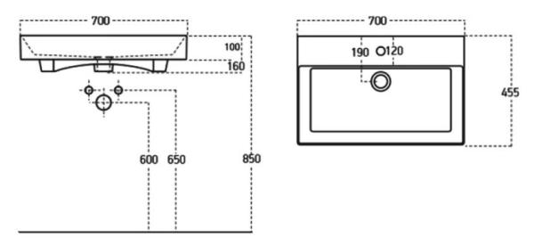 Раковина для тумбы Sanovit Slim Synergy 70 17070