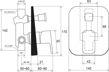 Смеситель для ванны Ravak 10° Free TD F 061.00 встроенный X070134
