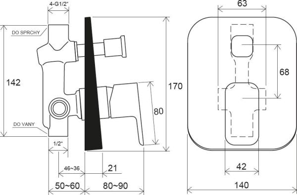 Смеситель для ванны Ravak 10° Free TD F 061.00 встроенный X070134