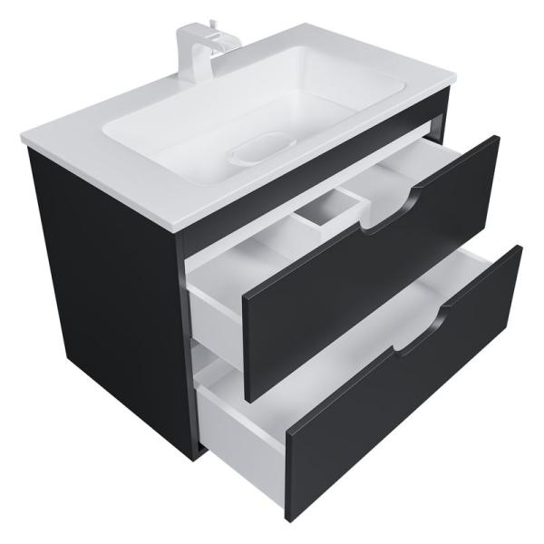 Тумба под раковину для ванной Uperwood Modul 80 см, подвесная, матовая, черная