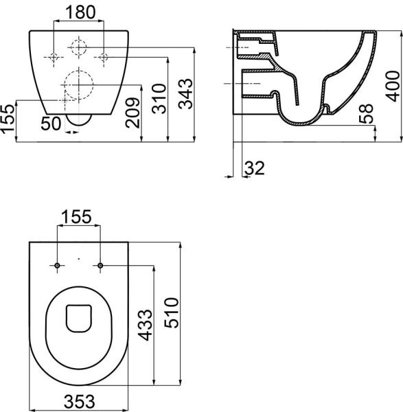 Унитаз подвесной Ravak Uni Chrome Rim OFF (безободковый) белый X01535