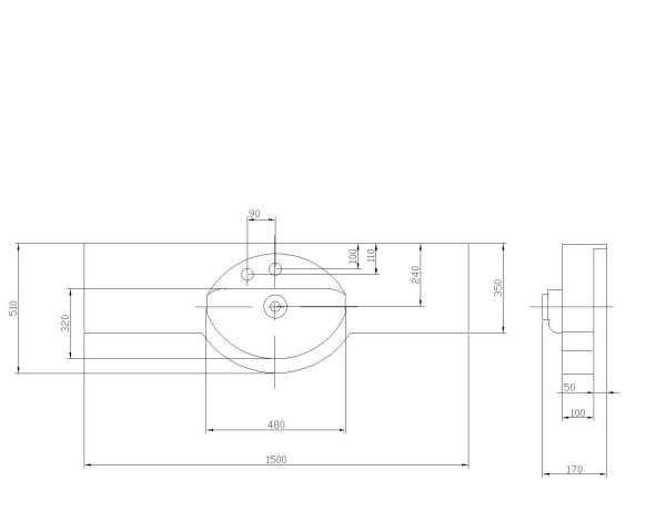 Акватон раковина Отель 150 см с навесами цвет белый
