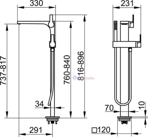 Смеситель для ванны Keuco Edition 11 51127010100 напольный Хром