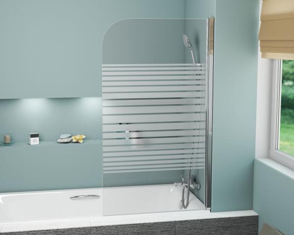 Шторка для ванны GROSSMAN GR-100P (140*80) алюминиевый профиль, стекло полосатое 6мм