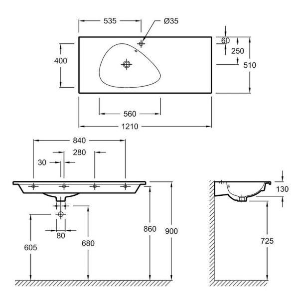 Раковина Jacob Delafon NOUVELLE VAGUE EXAP112-Z-MK4 120 см подвесная кашемир