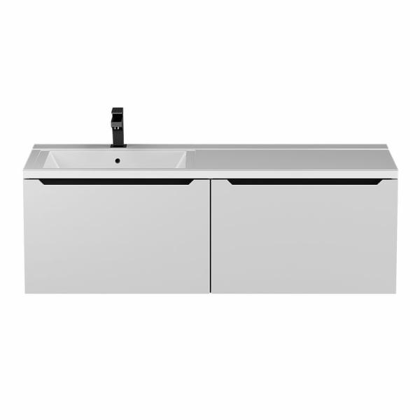 Тумба под стиральную машину Uperwood Tanos 60 см с раковиной Cosmos 120 см левая, белая/графит