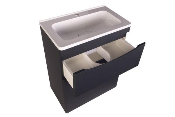 Тумба под раковину Style line El Fante напольная Бергамо мини 60 (2 ящ.) Люкс антискрейтч черный, PLUS