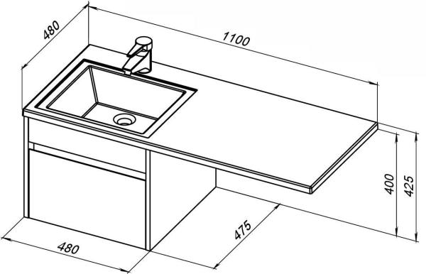 Тумба под раковину Aquanet Токио 48 белый (подвесная, 1 ящик)