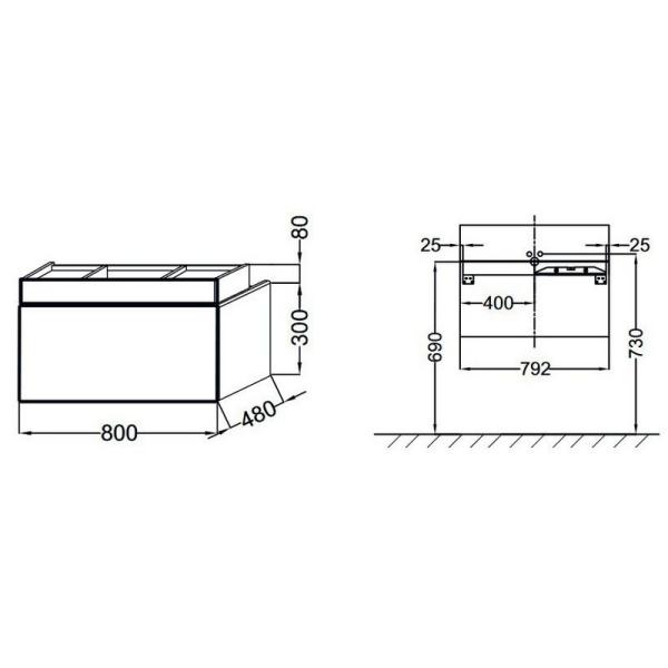 Тумба под раковину Jacob Delafon TERRACE EB1186-G1C 80 см цвет белый