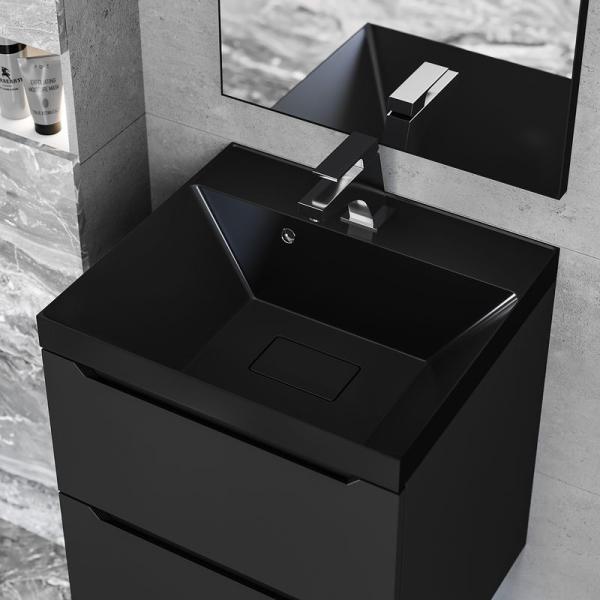 Раковина для ванной Uperwood Classic New 50х45х16 см, черная глянцевая, с накладкой для слива