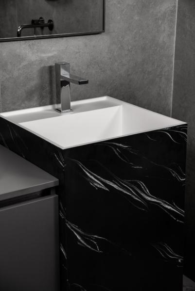 Раковина напольная Boheme Cube Corian 480*480*850 Nero Marquina 802-NM