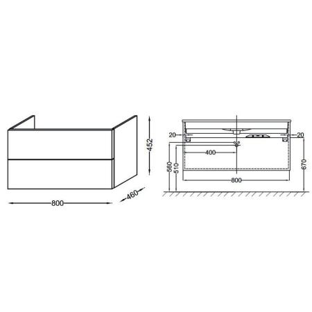 Тумба под раковину Jacob Delafon VOX EB2028-RA-442 80 см цвет серый антрацит