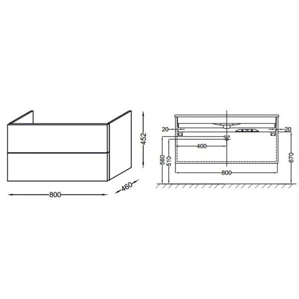 Тумба под раковину Jacob Delafon VOX EB2028-RA-442 80 см цвет серый антрацит