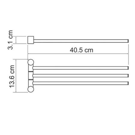 Полотенцедержатель WasserKraft K-1033 3-е рога хром
