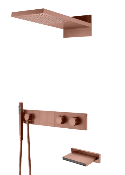 Встроенная душевая система Boheme с изливом ZODIAC с термостатом, трехпозиционная Brushed Bronze 133-2-BRB