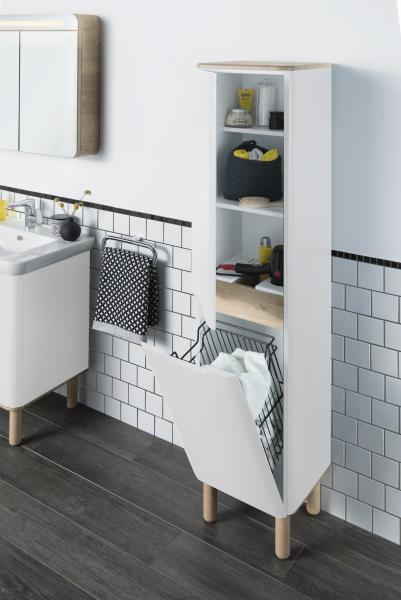 Шкаф пенал VitrA Sento  60842 40 см с корзиной для белья матовый белый МДФ