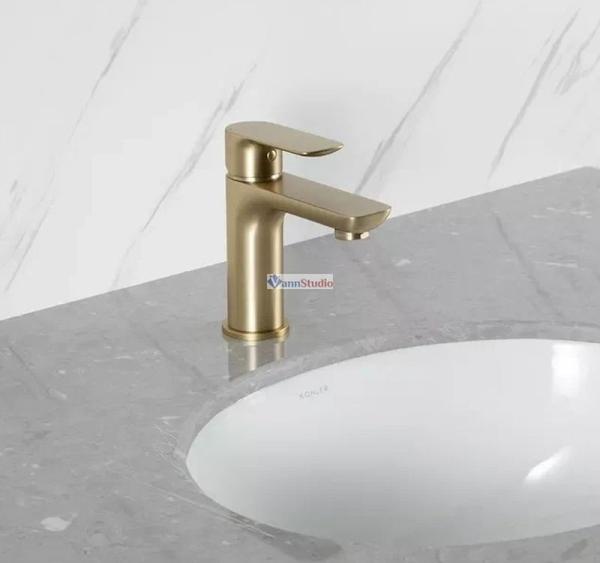 Смеситель для раковины Gappo G1048-3 Сатин золотой