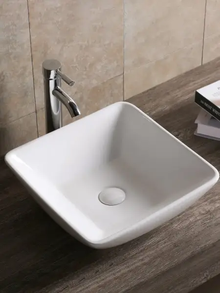 Раковина накладная CeruttiSPA, CR7034D (420х420х130) белая, квадратная
