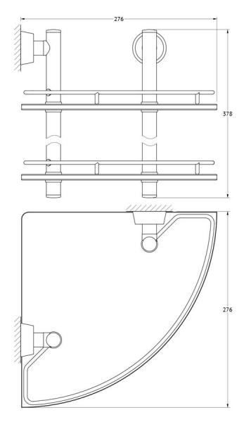 Полка угловая FBS Vizovice VIZ 072 2-х ярусная 28 cm матовое стекло, хром