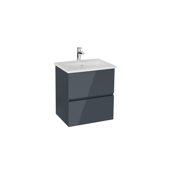 Тумба с раковиной  VitrA Mia Plus Square  69729 60 см антрацит глянец МДФ