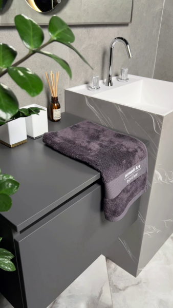 Раковина напольная Boheme Cube Corian 480*480*850 Grey base+white veins 802-GR