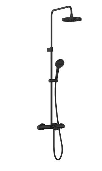 Душевая система VitrA Base Round A4730336EXP с термостатическим смесителем и ручным душем матовая черная латунь