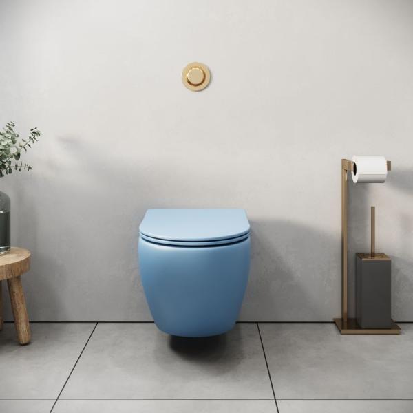 Унитаз Grossman GR-4455BSMS Color (485*365*360) ГОЛУБОЙ МАТОВЫЙ подвесной Безободковый с тонкой крышкой