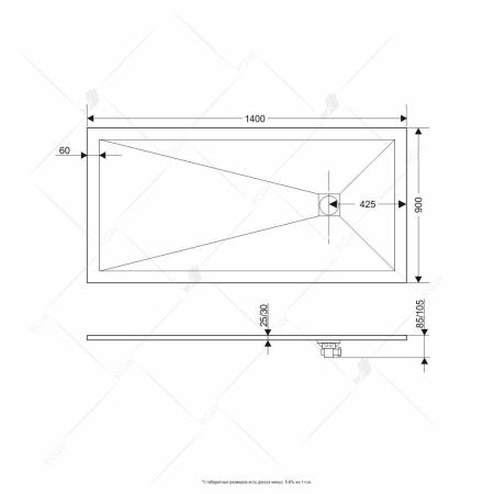 Поддон для душа RGW ST-0149W 16152914-01 90x140 см литиевой мрамор