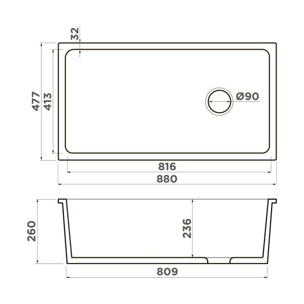 Кухонная мойка Omoikiri Tokara 88-U/I-WH Glossy Side Natceramic/белый 4993867