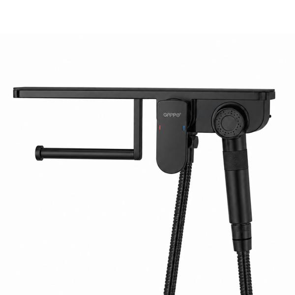 Гигиенический душ GAPPO G7295-16 со смесителем и полочкой, черный