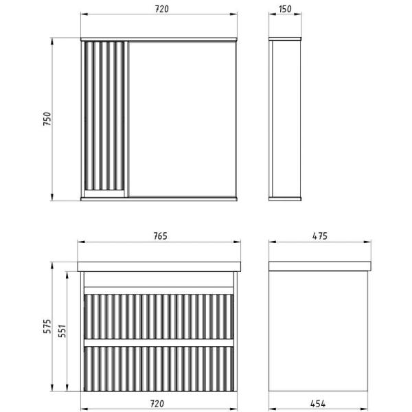 Тумба ASB-Mebel Мирано 75 Слоновая кость/Шиншилла серая