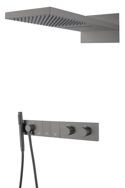 Встроенная душевая система Boheme ZODIAC с термостатом, трехпозиционная Gun Metal 133-GM