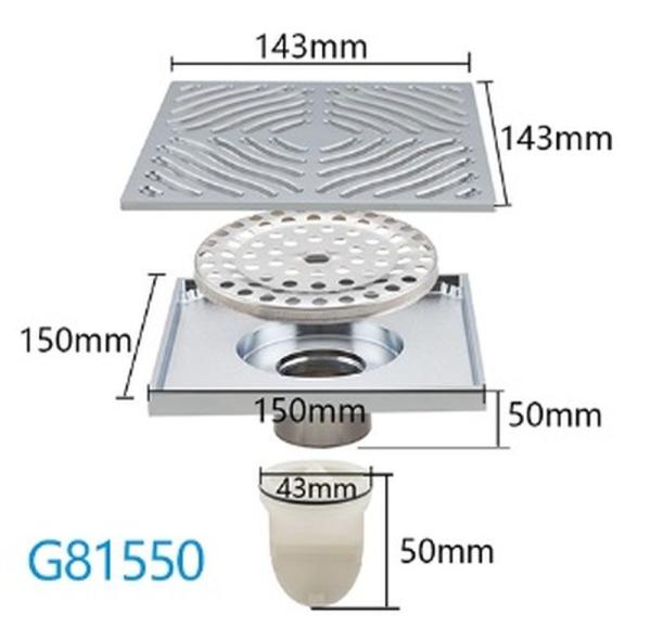 Душевой трап Gappo G81550 хром 150x150мм