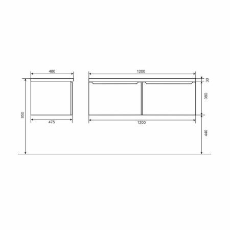 Тумба под стиральную машину Uperwood Tanos 60 см раковина Cosmos 120 см правая, белая/графит