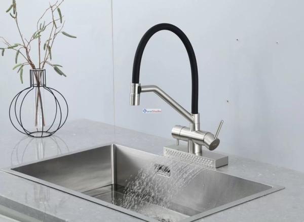 Смеситель для кухни Gappo G4098-5 с водопадом сатин