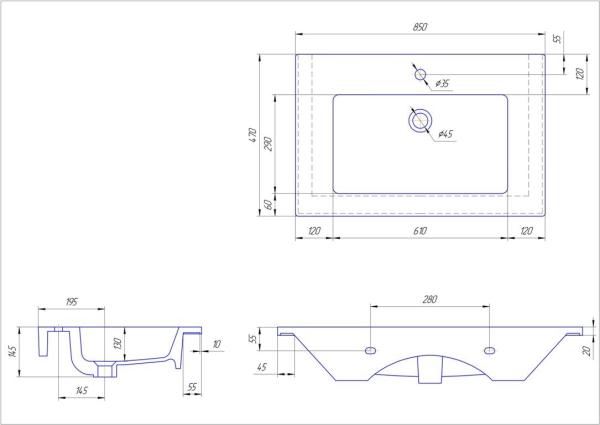 Раковина Kirovit Оскар 85 керамическая