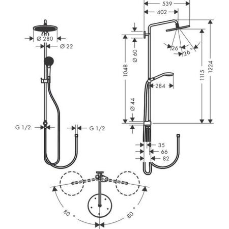 Душевая система Hansgrohe Croma Select S 26793000, хром