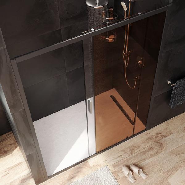 Дверь душевая в нишу AM.PM Gem W90G-150-1-195BBr прозрачное, бронзовое; профиль черный
