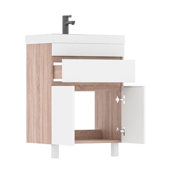 Тумба для ванной Volna Conty 60.2D.1Y Белый/дуб сонома напольная (9696) раковина отдельно