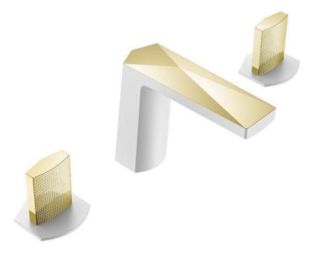 Смеситель для раковины Boheme VENTURO на 3 отв. золото/белый, ручка TOUCH 150-WG-TOUCH