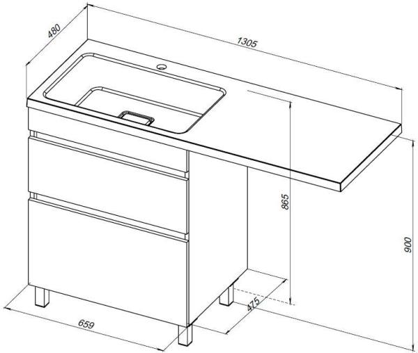 Тумба под раковину Aquanet Вега 68 белый глянец