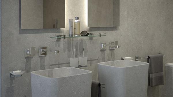 Полка с держателями матовое стекло;  ARTWELLE Hagel 992760 хром