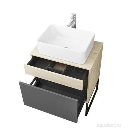 Тумба под раковину AQUATON Лофт Урбан 65 серый графит, дуб орегон 1A254001LQX60